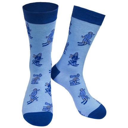 Bamboesokken voor heren – blauw Ski Adventure (maat 40–46)