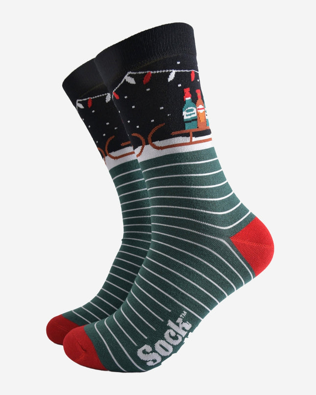 Bamboesokken voor heren – zwart/groen Party Drinks Sledge (maat 40–46)