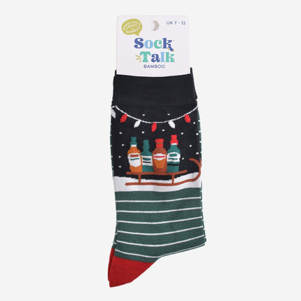 Bamboesokken voor heren – zwart/groen Party Drinks Sledge (maat 40–46)