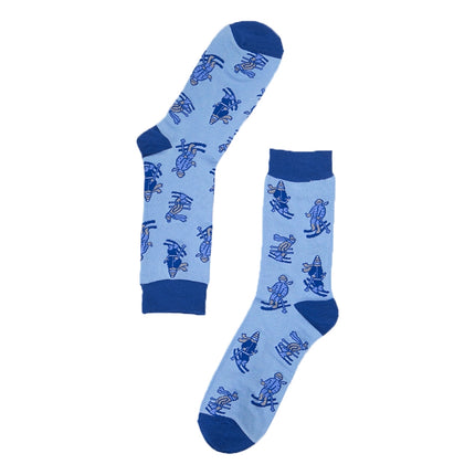 Bamboesokken voor heren – blauw Ski Adventure (maat 40–46)